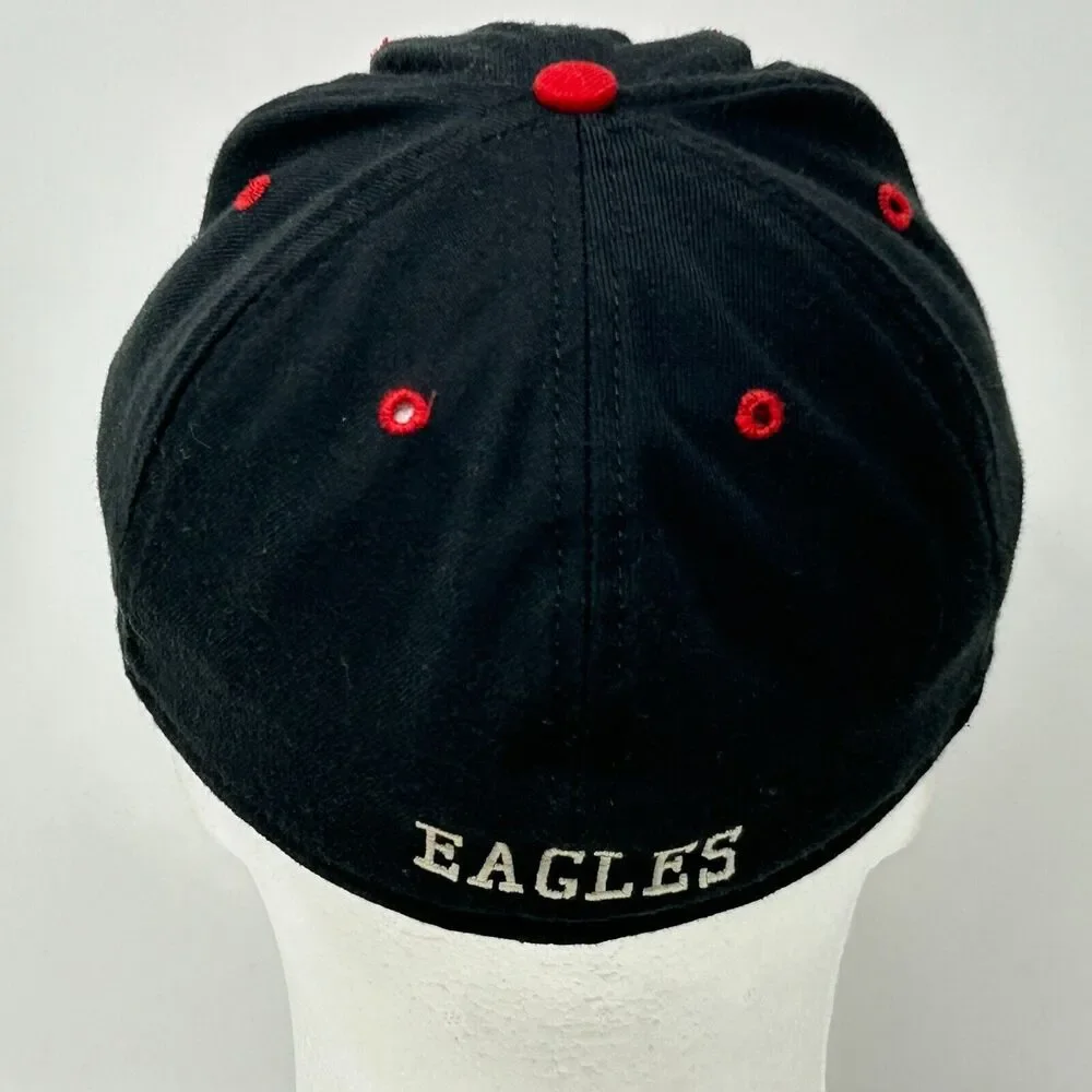 Vintage 90s Letter F Eagles Hat Cap Black New Era Made In USA Fitted 7 1/4